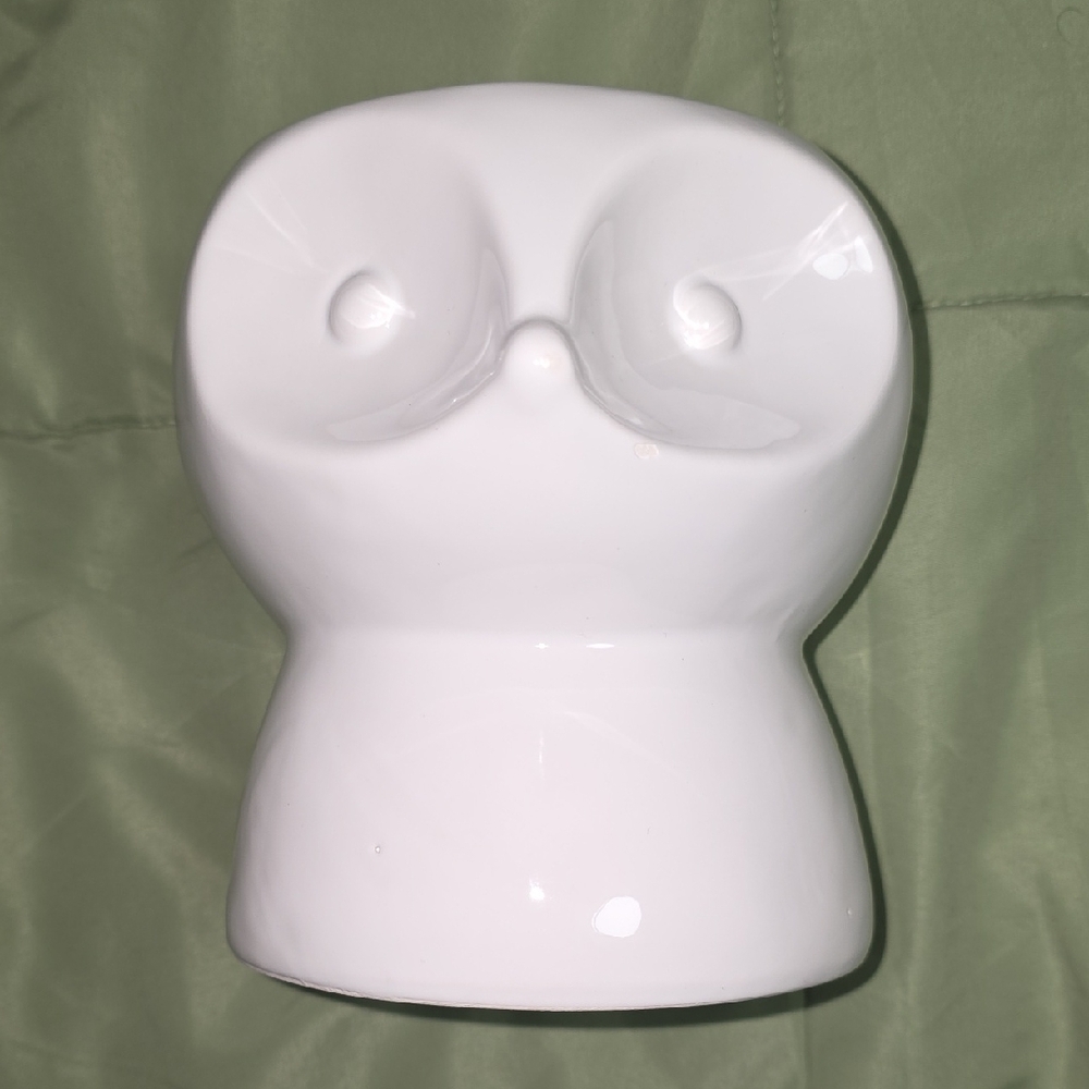 White Ceramic Owl Utensil Holder